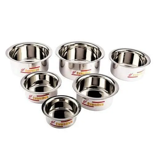 Murugan Evasilva Stainless Steel Topes Set Of 6 Piece (Flat) 1