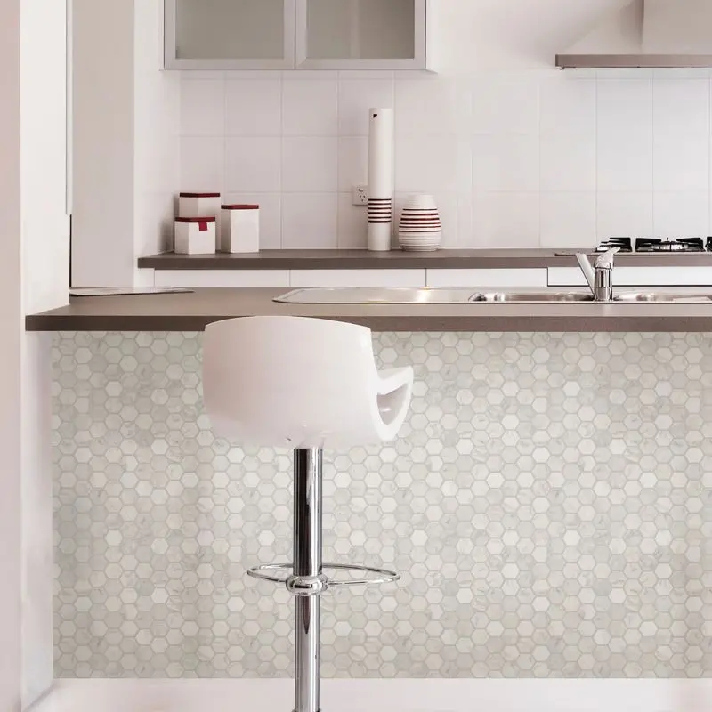 Pack Of 4 Hexagon Peel & Stick Marble Backsplash Self Adhesive Wall Tile 1