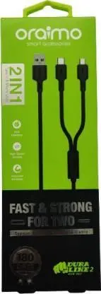 Oraimo Ocd-E62 1 M Usb Type C Cable (Compatible With Type-C Mobile Phones, Micro Usb Mobile Phones, Black, One Cable) 2