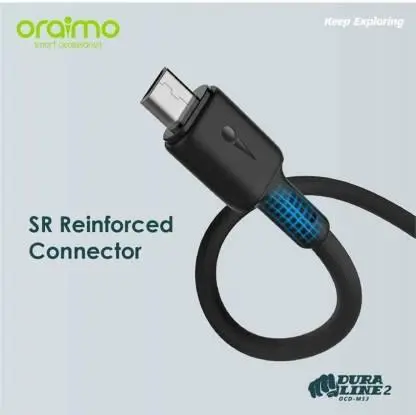 Oraimo Ocd-M53 1 M Micro Usb Cable  (Compatible With Mobile, Black, One Cable) 1