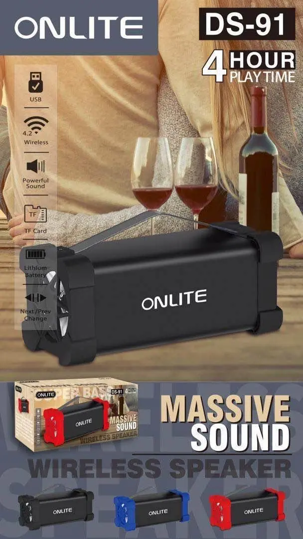 Onlite Ds-91 Bluetooth Bass Reflex Heavy Duty Wireless Speaker System Best Sound 1
