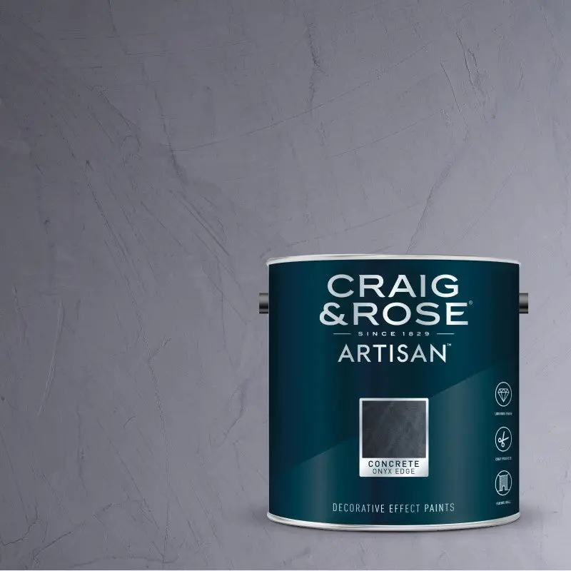 Craig & Rose Artisan Concrete Effect Paint - Onyx Edge 2.5L 1