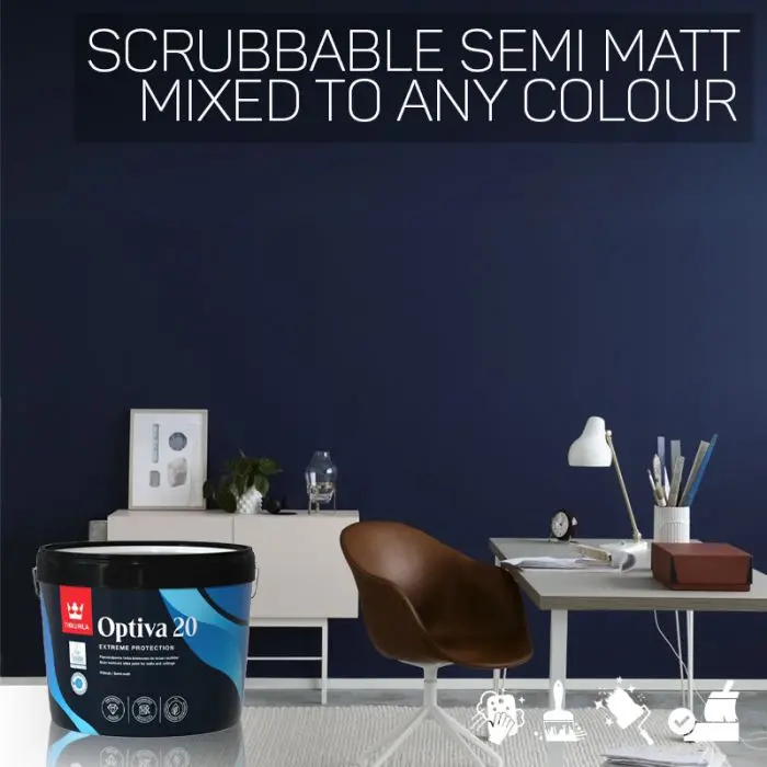 Tikkurila Optiva 20 Scrubbable Semi Matt For Walls & Ceilings - Colour Match 1