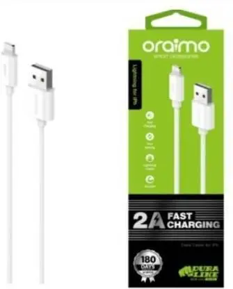Oraimo Ocd-L53 1 M Lightning Cable  (Compatible With Iphone Mobile Cahrging, Data Sync, Data Transfer, White, One Cable) 1