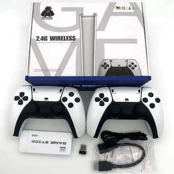 Vikrida Retro 4K Game Stick Console, Retro Play Game Stick, Nostalgia Game, Plug And Play Video Game Stick Built In 20000+ Games, With Dual 2.4G Wireless Controllers (64G) 2 Player Controllers Pack Of 2 1