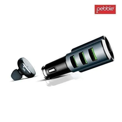 Pebble Pcc3m 3 Usb Car Charger With In-Built Mono Bluetooth Headset,Smart Id Technology & 4.2A Output (Total) 1