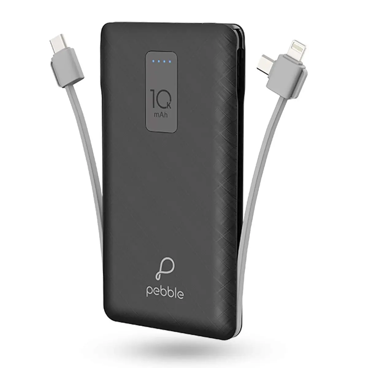 Pebble Ace+ 10000Mah Li-Polymer Power Bank With In-Built Micro, Type-C & Lightning Cables And 12W Fast Charging Pb66(P) 1