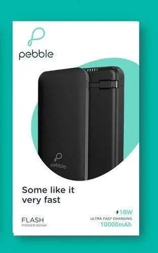 Pebble Flash Power Bank 10000 Mah With Qc/Pd Fast Charging & Inbuilt C To C Cable 1