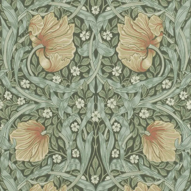 Morris & Co Pimpernel Wallpaper - Bayleaf/Manilla Sample 1