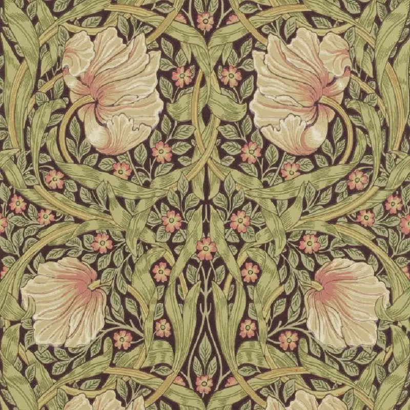 Morris & Co Pimpernel Wallpaper - Bullrush/Russet Sample 1