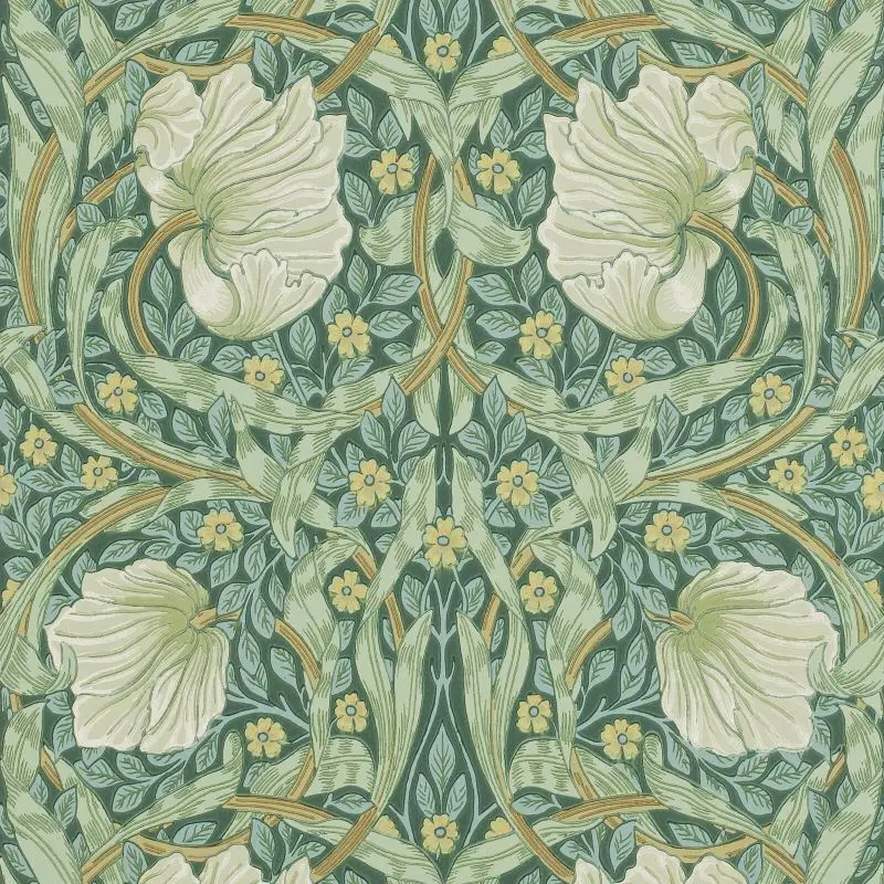 Morris & Co Pimpernel Wallpaper - Privet/Slate Sample 1