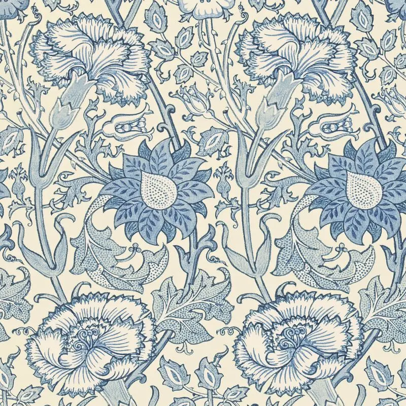 Morris & Co Pink & Rose Wallpaper - Indigo Sample 1