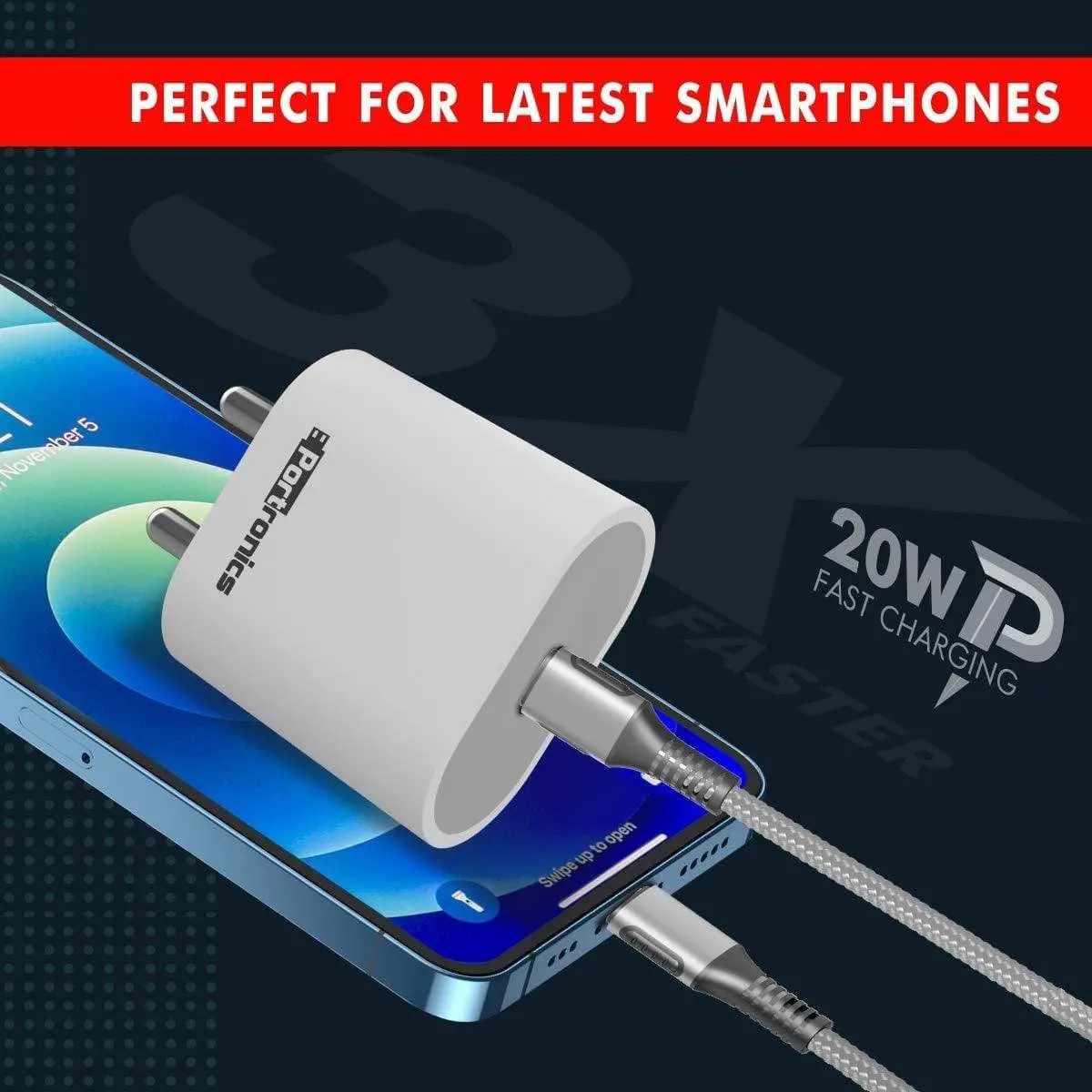 Portronics Adapto 20 Type C 20W Fast Pd/Type C Adapter Charger With Fast Charging For Iphone (Adapter Only) 2