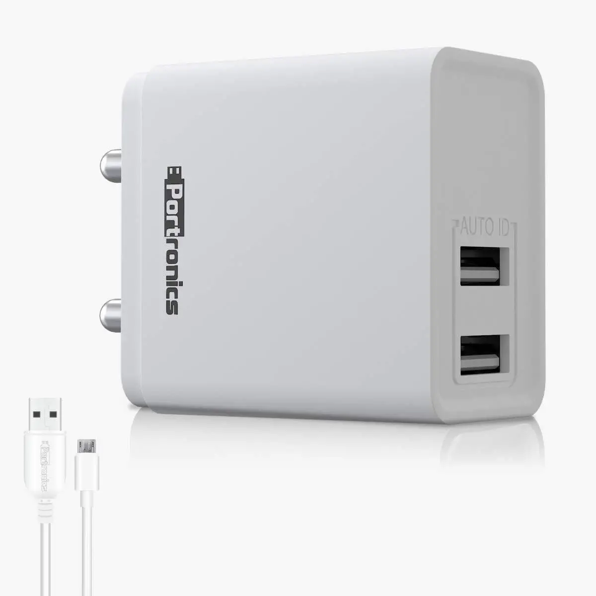 Portronics Adapto 2.4 A Quick Charging Dual Usb Port Wall Adapter With 1M Micro-Usb Charging Cable 1