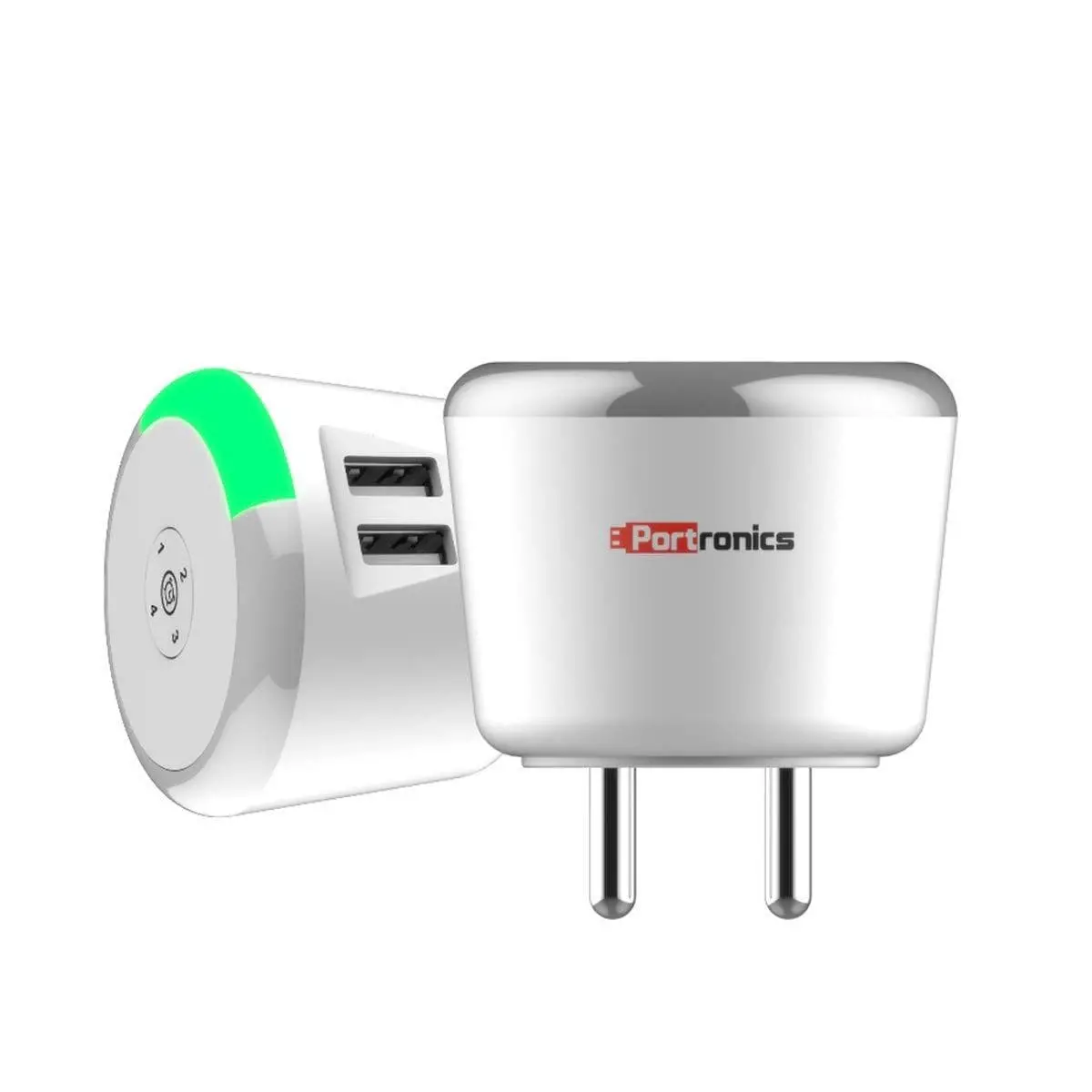 Portronics Adapto 464, A Wall Charger With Safe Time Control Auto Cut-Off, Led Indicator, Smart Plug, 2.4A Quick Charging Dual Usb Port All Ios & Android Devices (White) 1