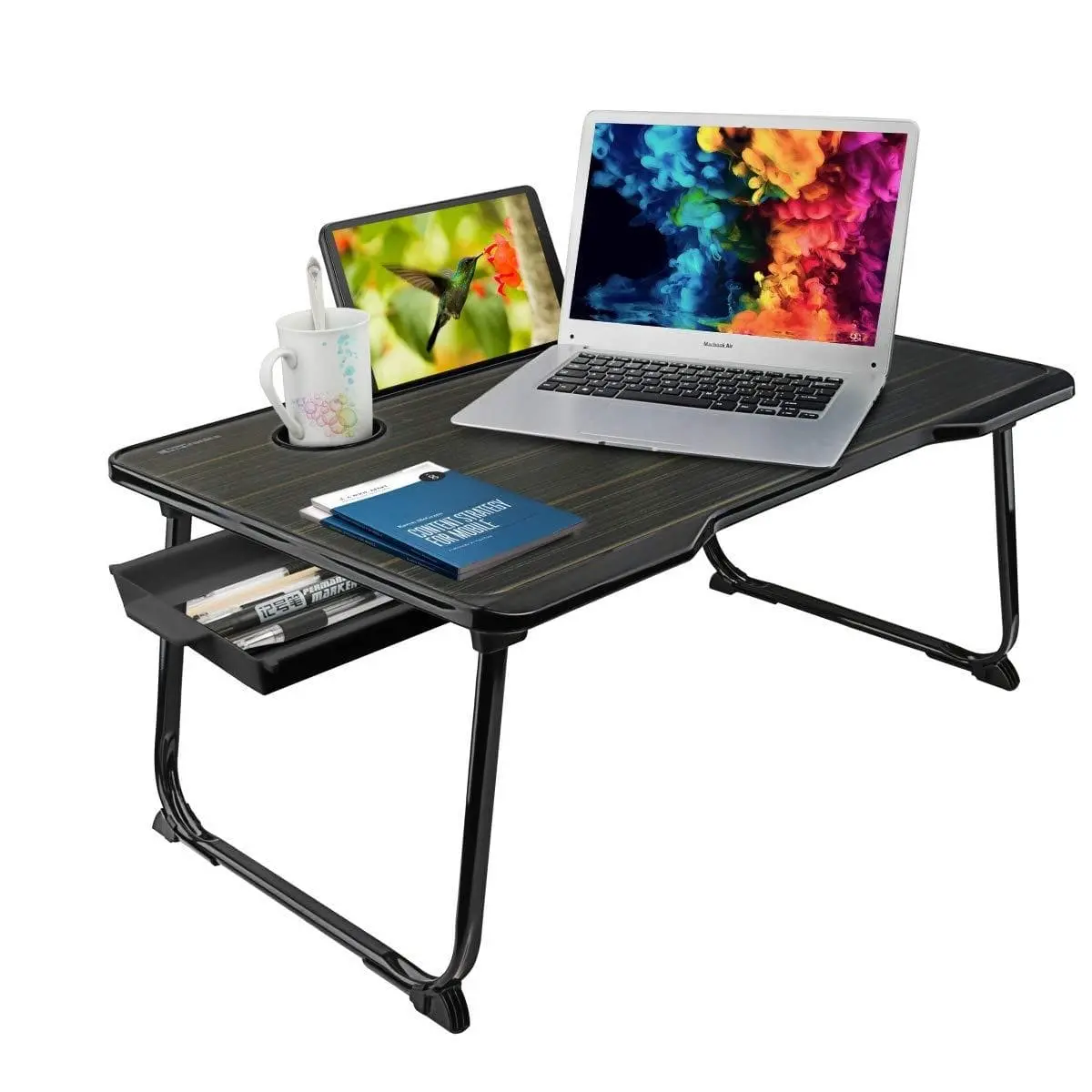 Portronics My Buddy One Plus Por-1191 Multifunctional Laptop Table Lapdesk For Office Home With Cupholder Bed Study Table (Black) 1