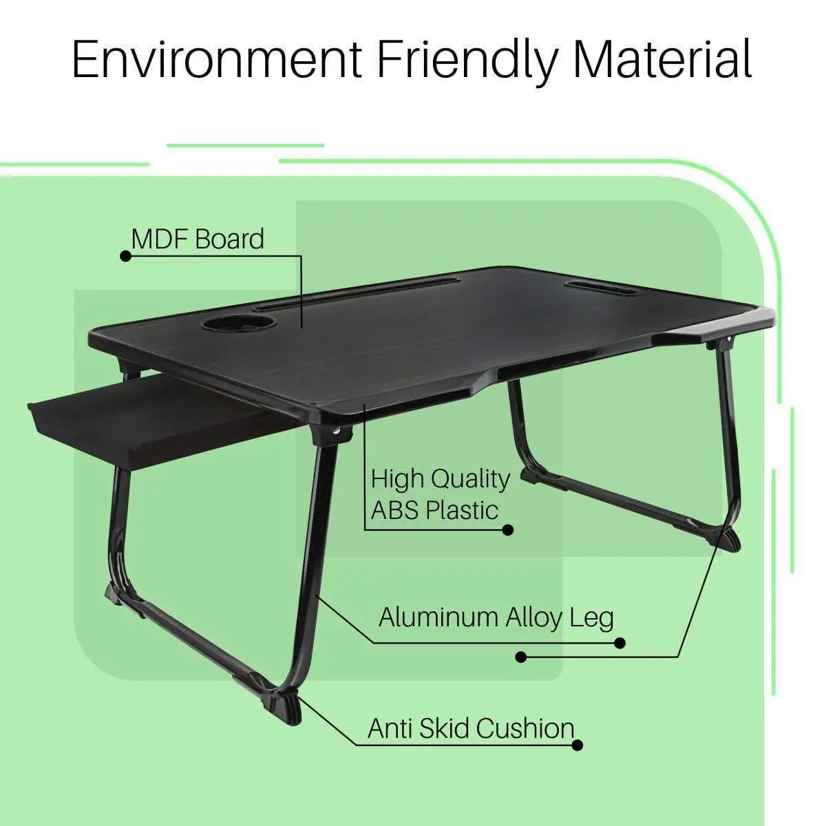 Portronics My Buddy One Plus Por-1191 Multifunctional Laptop Table Lapdesk For Office Home With Cupholder Bed Study Table (Black) 2