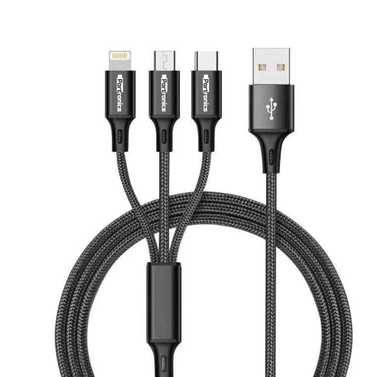 Portronics Konnect-Trio Plus 3-In-1 Multi-Functional Charging Cable 1.2M 1