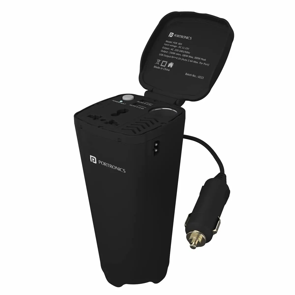 Portronics Car Power One Portable 200 W Car Power Inverter With 220V Output With Dual Usb Output(Por-003 1
