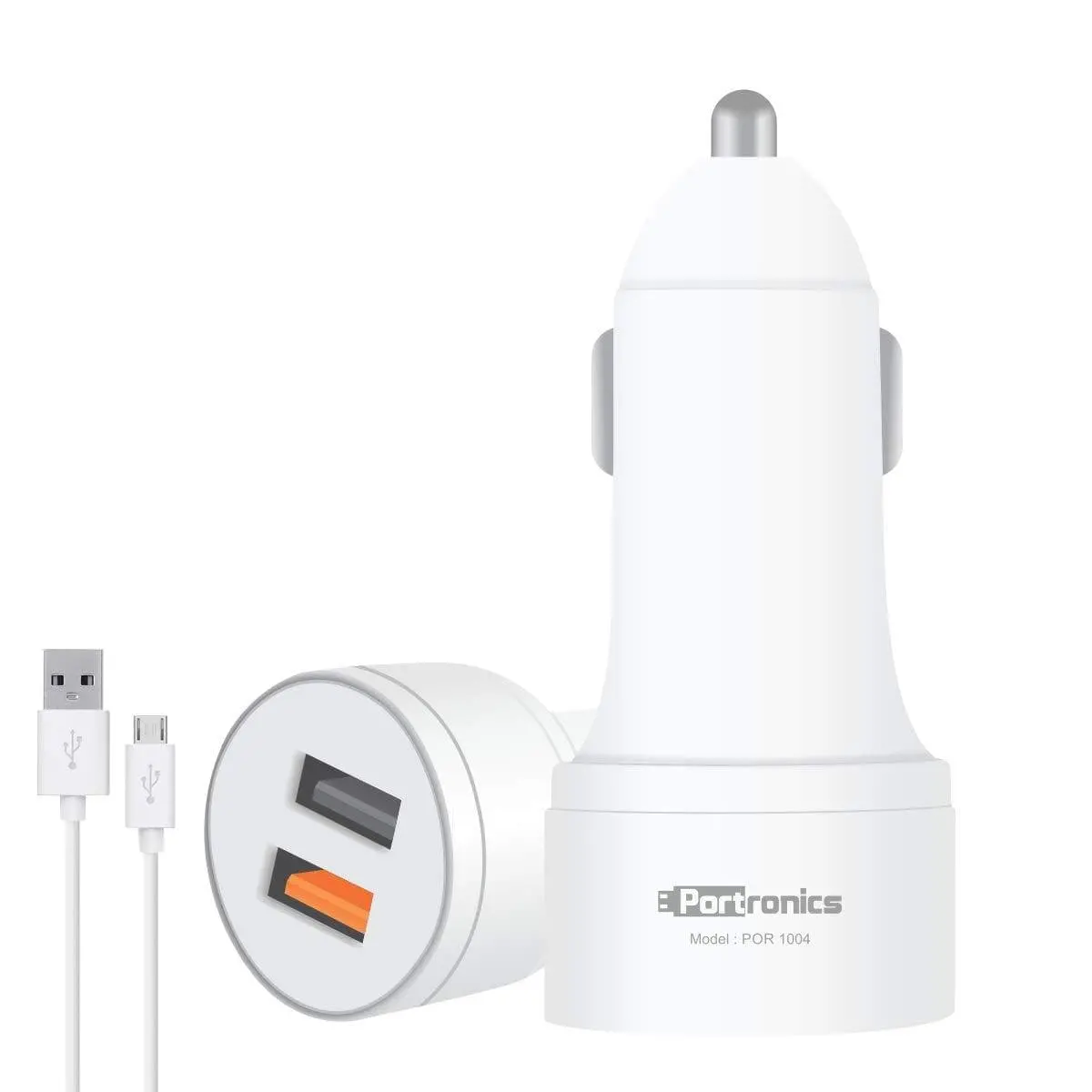 Portronics Carpower Qc Por-1004 Dual Port Car Charger With Quick Charge 3.0 Port, A Usb Port With 1M Micro Usb Cable 1