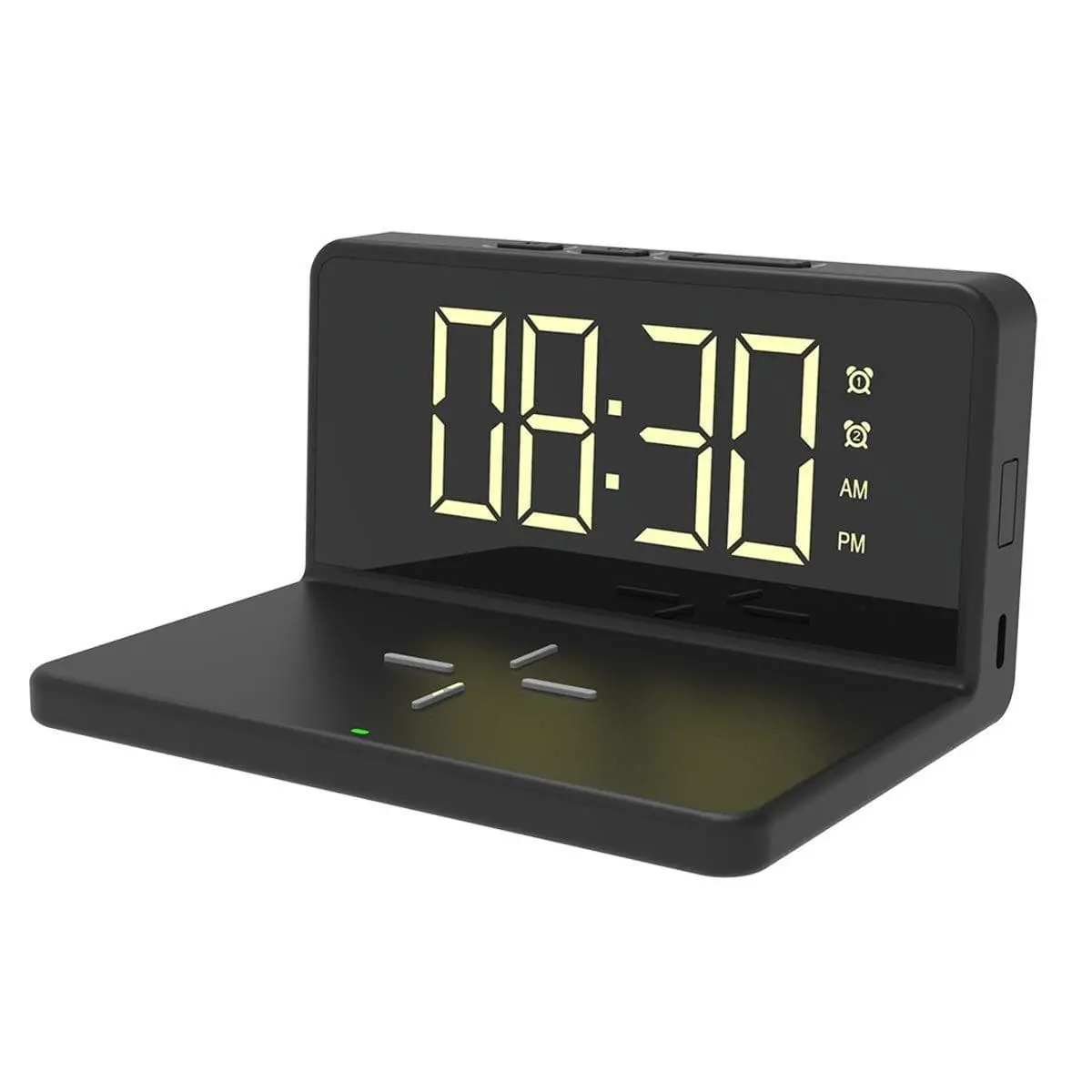 Portronics Freedom 4A A Desktop Wireless Mobile Charger With Qc Adapter For Fast Charging And Alarm Clock (Black) 1