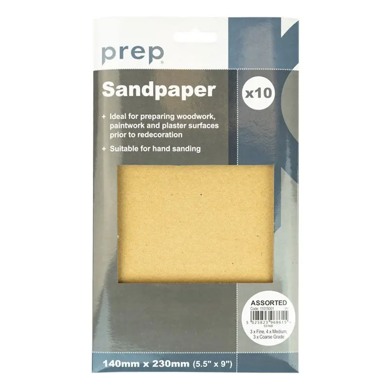 Prep Assorted Fine, Medium And Coarse Grade Sandpaper (140Mm X 230Mm) 1