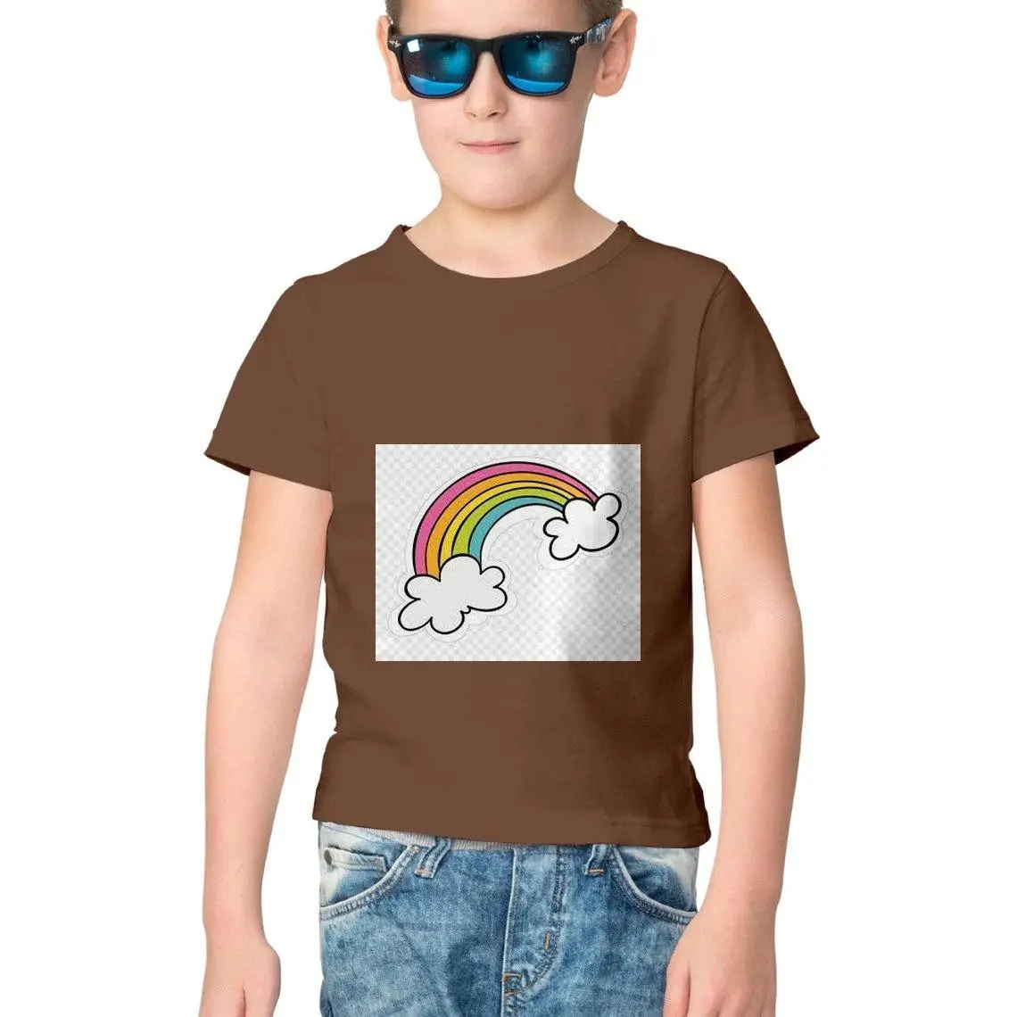 Dealsplant Half Sleeve Roundneck Rainbow T-Shirt For Kids 1