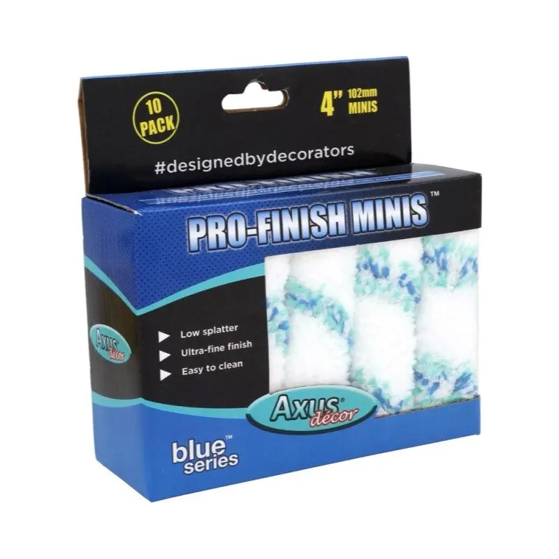 Axus Blue Pro Finish 4" Mini Roller Sleeve Pack Of 10 1