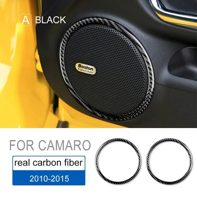 Dynacarbon™️ 2 Pcs Carbon Fiber Audio Speaker Surround Trim For Chevrolet Camaro 2010-2015 1