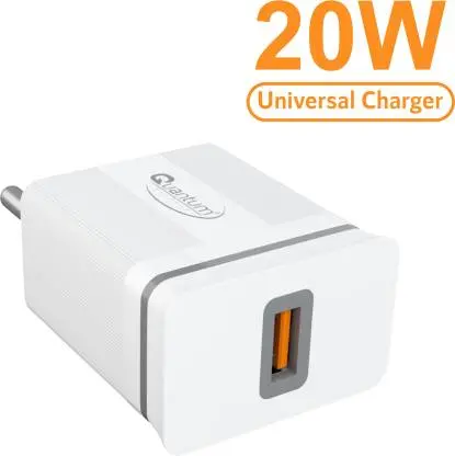Quantum Qhm 3300 Universal Fast Charger 20W, Smart Chip, Short Circuit Protection 20 W 3 A Mobile Charger With Detachable Cable 1