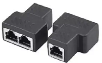 Dealsplant 1:2  Lan Splitter Adapter 1 Input 2 Output 1X2 Splitter Adapter 1-Port Female To 2-Port Female Socket Y Adapter Extender Plug Lan Network Connector For Cat5, Cat5e, Cat6, Cat7 - Black Lan Adapter 1