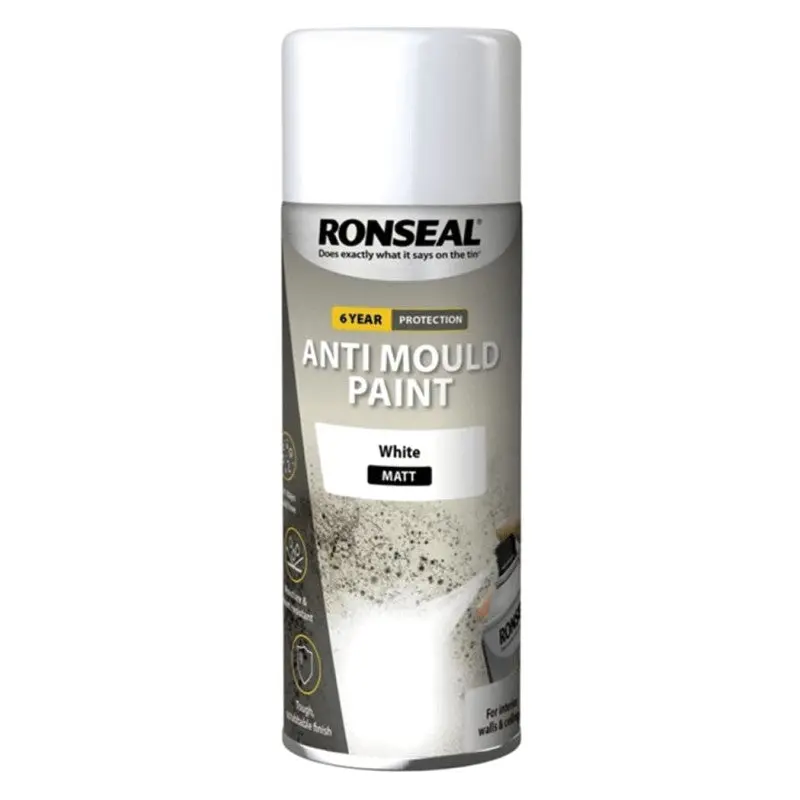 Ronseal Anti Mould Spray Paint Aerosol - White 400Ml 1