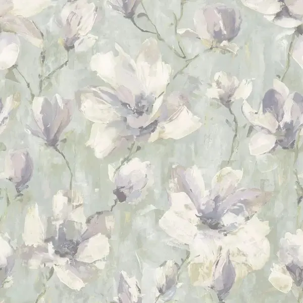 Camille Floral Wallpaper -  Sage Sample 1