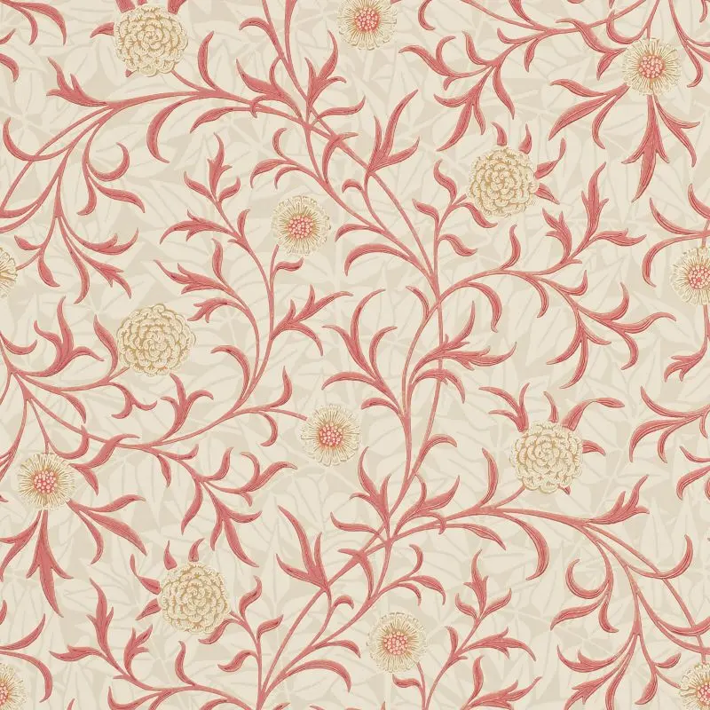 Morris & Co Scroll Wallpaper - Light Brick/Buff 1