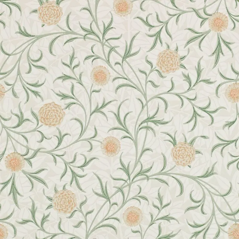 Morris & Co Scroll Wallpaper - Thyme/Pear Sample 1