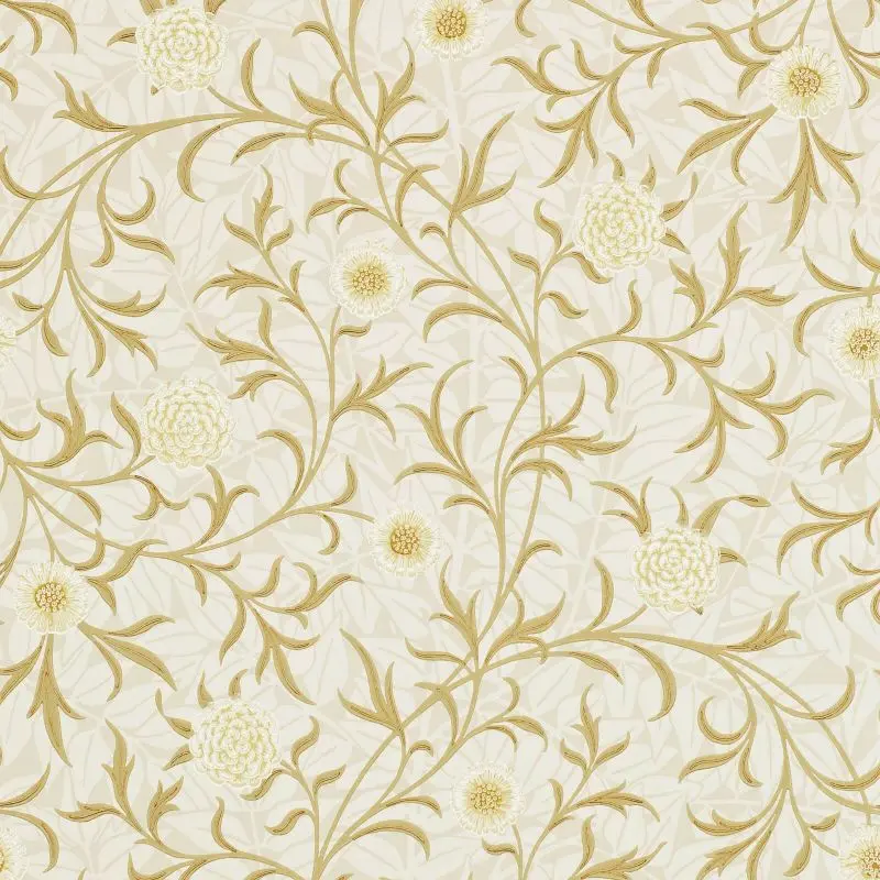 Morris & Co Scroll Wallpaper - Vellum/Biscuit Sample 1