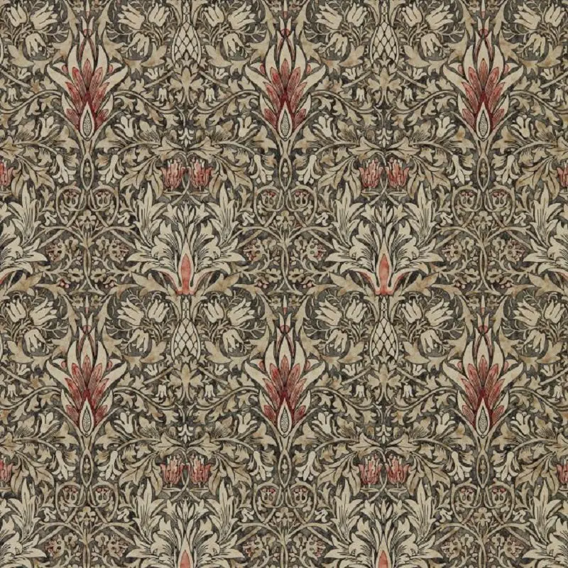 Morris & Co Snakeshead Wallpaper - Charcoal/Spice Sample 1
