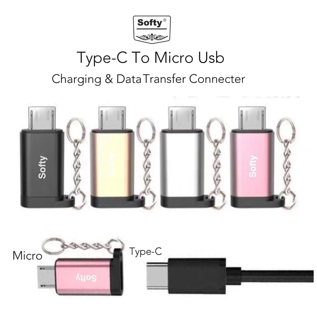 Softy Premium Quality Type-C To V8 Micro Charging Connector 1