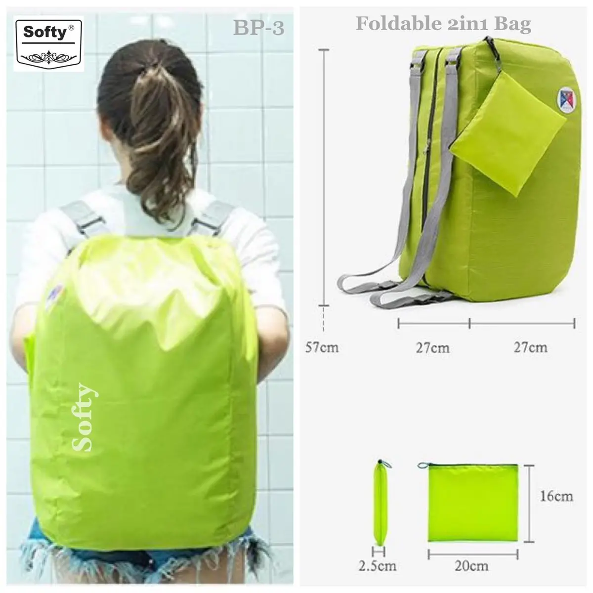 Softy Premium Quality 2In1 Folding Backpack 1