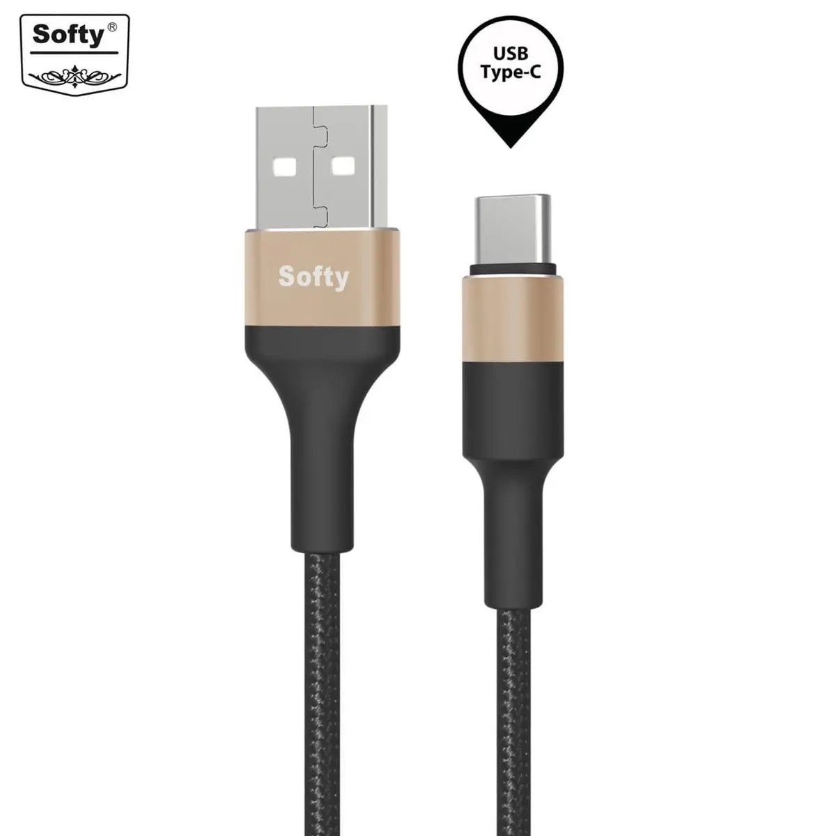 Softy Premium Quality 2.4-Amp Type-C Usb Cable Metal Series 1M 1