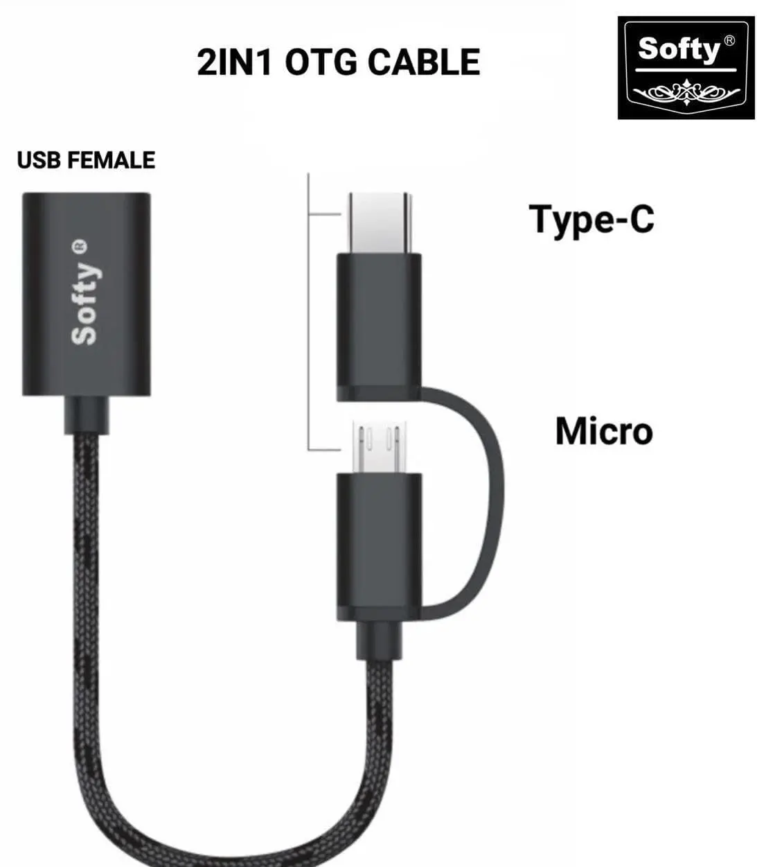Softy Premium Quality 2In1 Otg Cable (C-Type & Micro ) 1