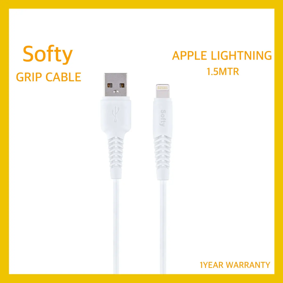 Softy Premium Quality For Apple  Lightning Usb Grip Cable 1.5M 1