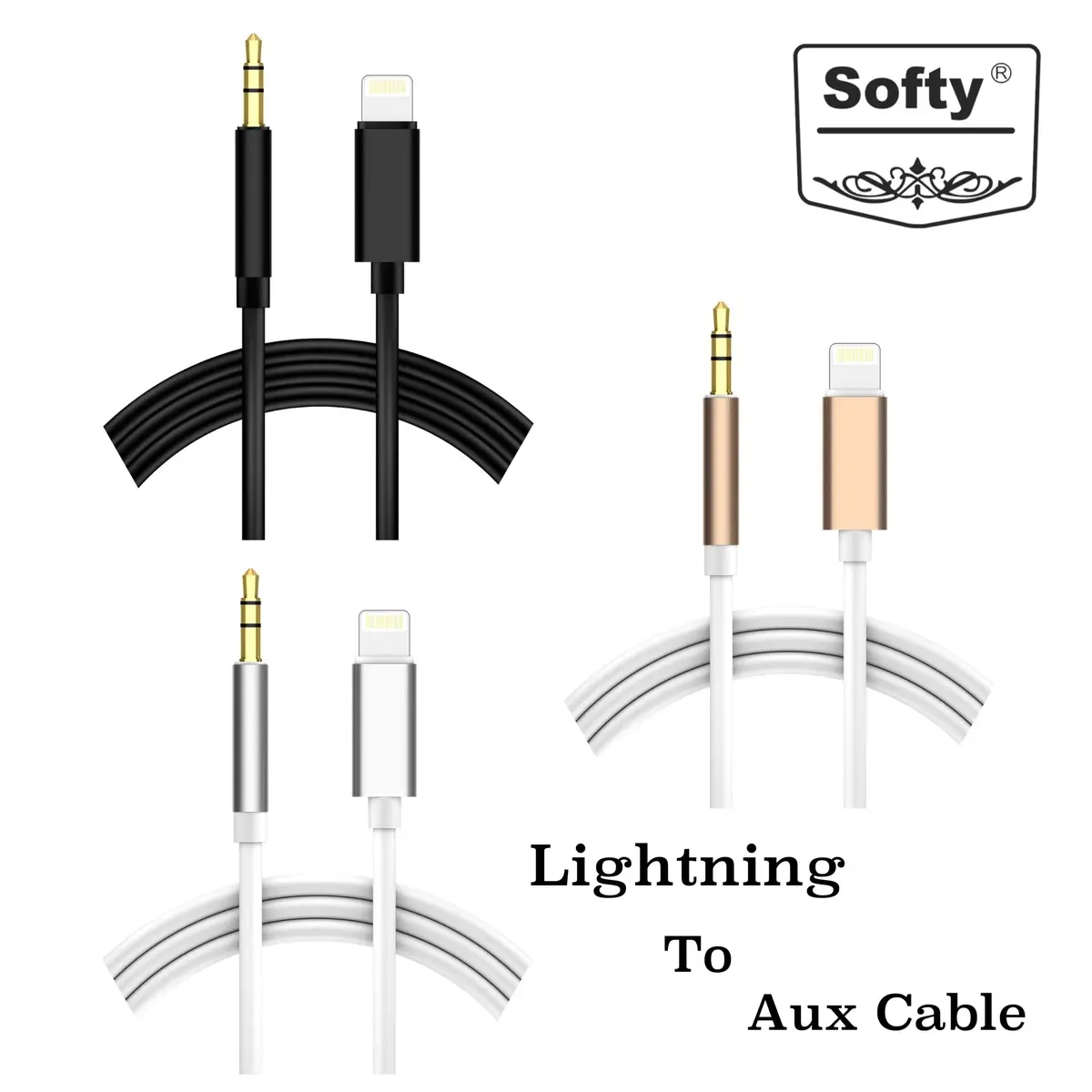 Softy Premium Quality Lightning To Aux ( Stereo Male ) Cable 1
