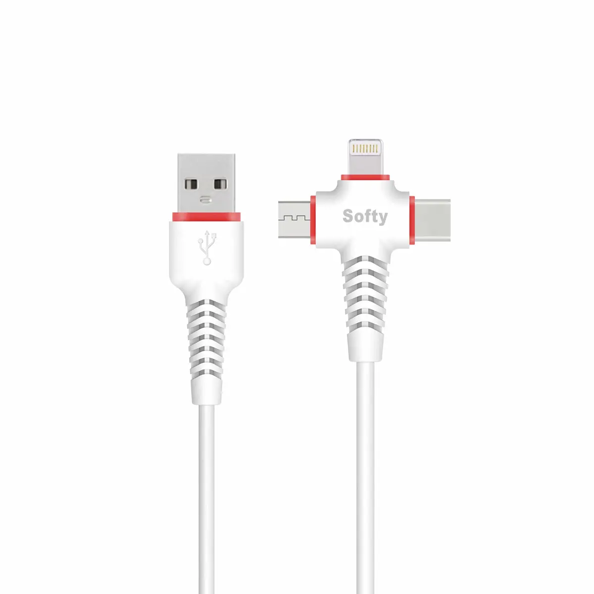 Softy Premium Quality New 3In1 Grip Cable (Type-C, Iphone, Micro) 1