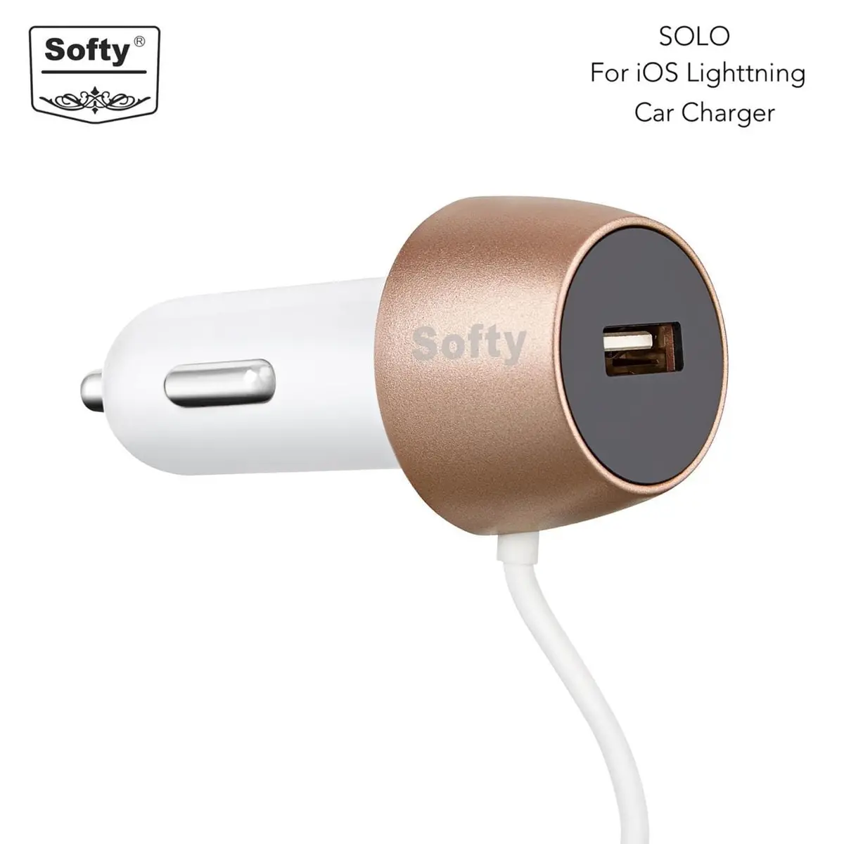 Softy Premium Quality  2.1-Amp Iphone Car Charger With Wire 1