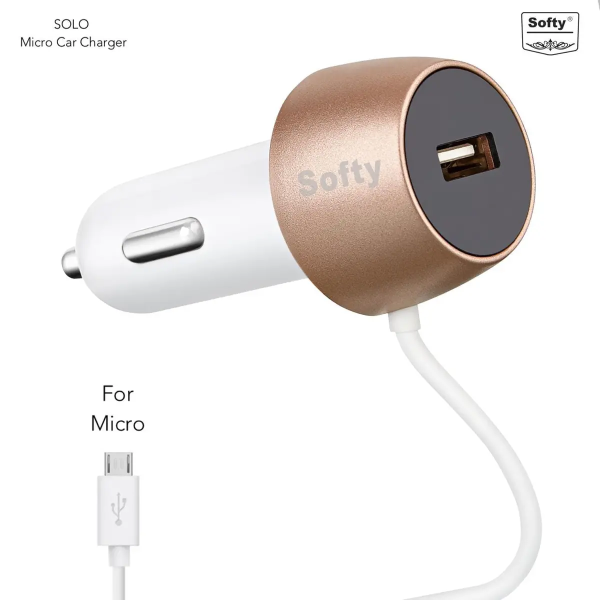 Softy Premium Quality 2.1 Amp Micro Car Charger With Wire 1