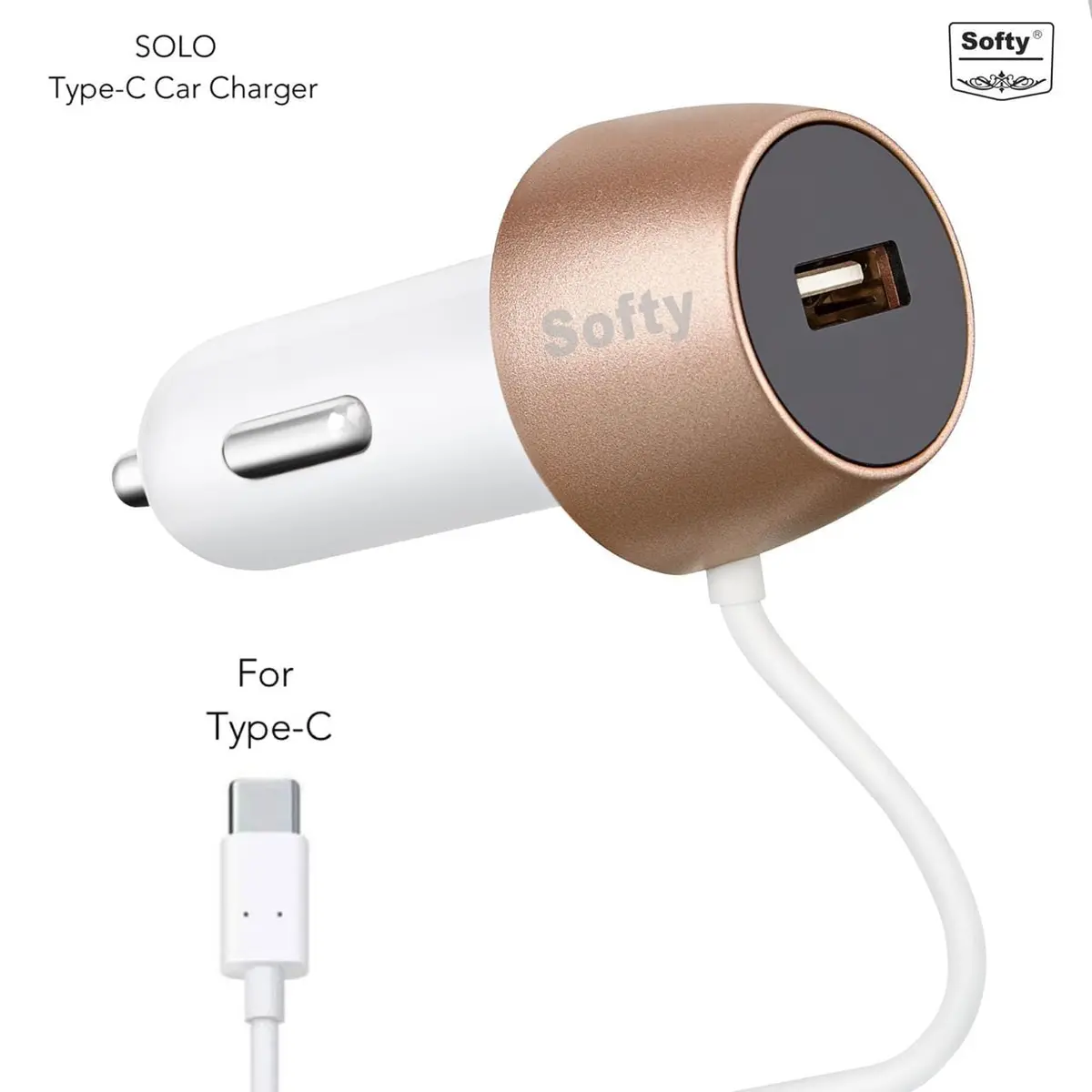 Softy Premium Quality  2.1-Amp Type-C Car Charger With Wire 1
