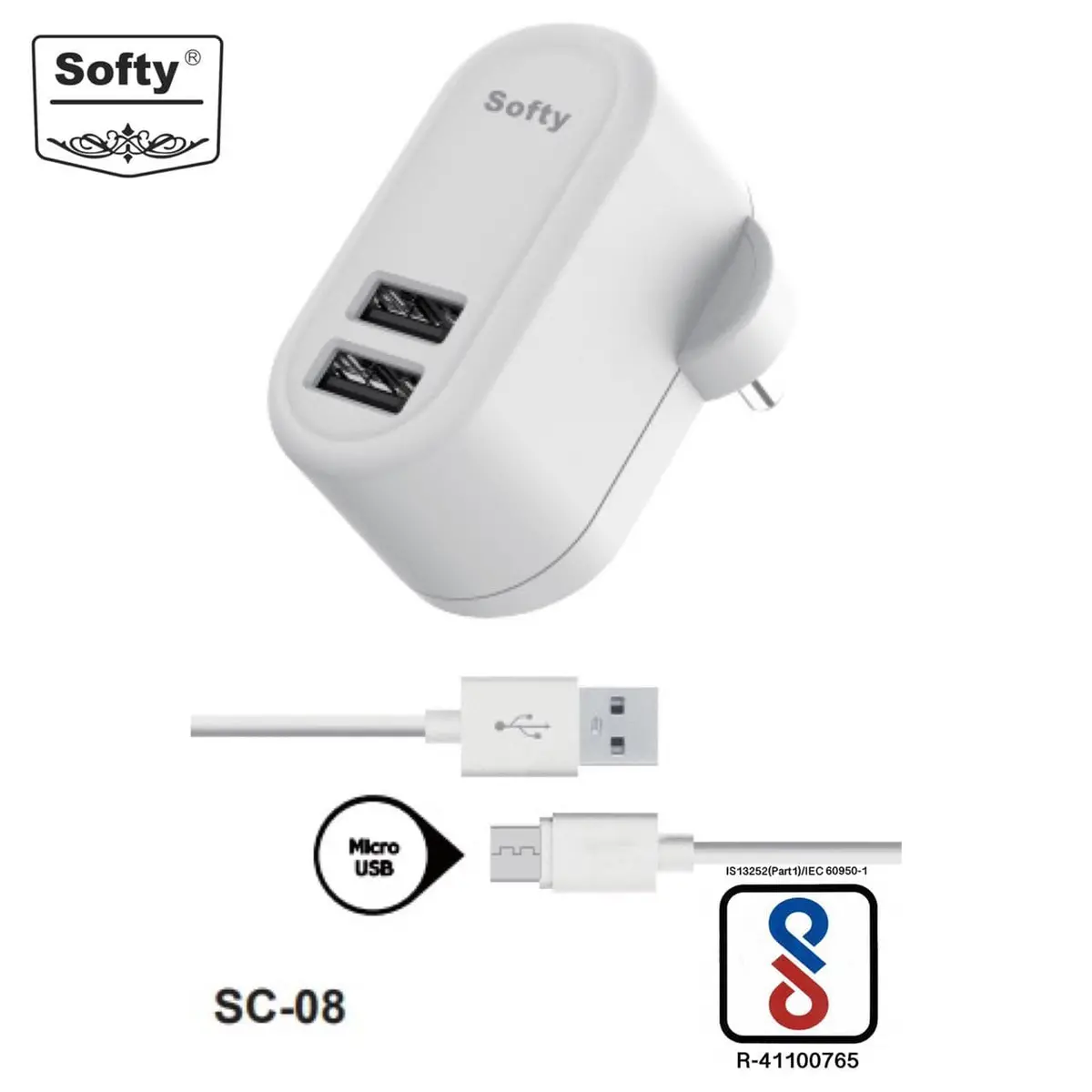 Softy Premium Quality 2.4-Amp Usb Charger With Cable 1