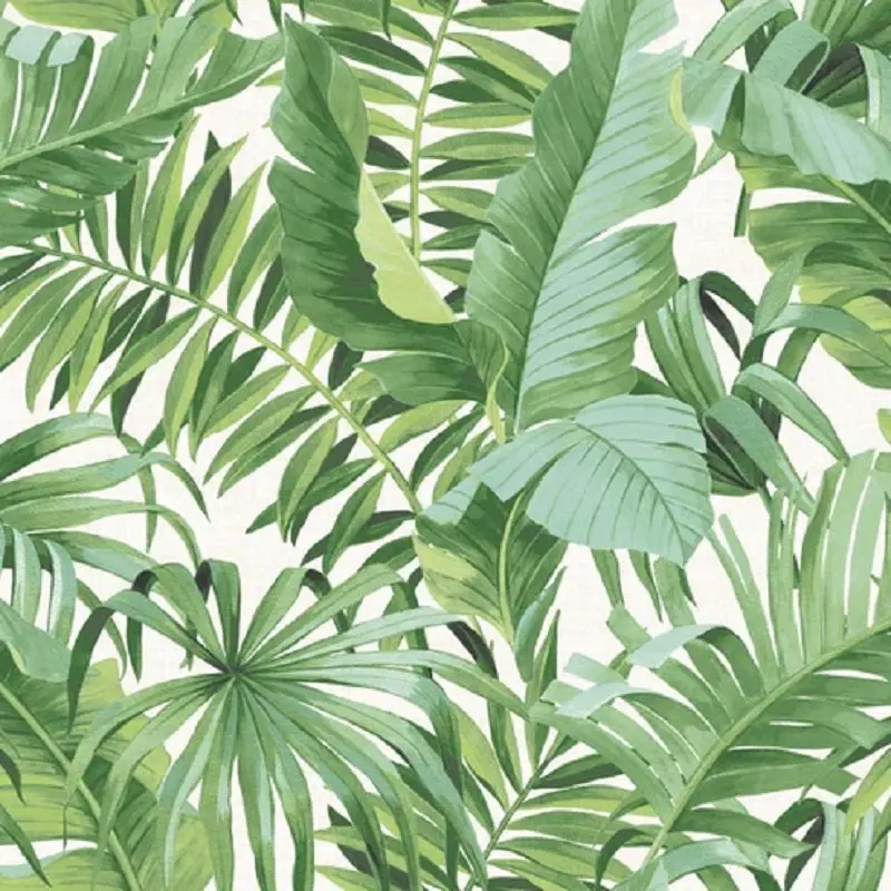 Solstice Tropical Leaf Wallpaper Green Sample 1