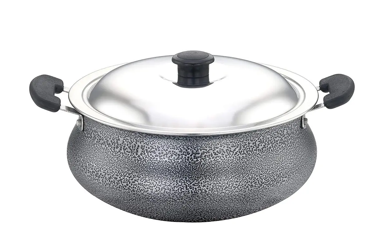 Sowbaghya Aluminium Biriyani Pot With Lid, 3 L (Black) 1